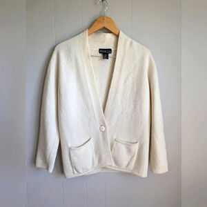 Braunstyle Wool Angora Grandpa Cardigan  White size Large Oversized Granola